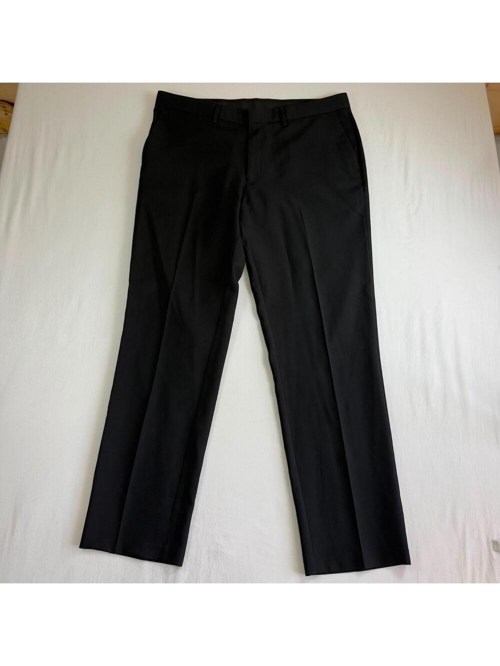 NEW Haggar Men's 38x32 Comfort Performance Dress Pants Straight Fit Black
